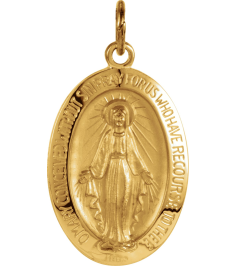 R5020 Pendant 14K Yellow 19 X 14 Mm Polished Oval Miraculous Medal