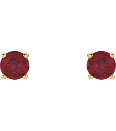 1874 14K Yellow Set Round Lab-Grown Ruby Pair 4 Mm Friction Friction Backs Included 4-Prong Polished Lab-Grown Ruby Stud Earrings