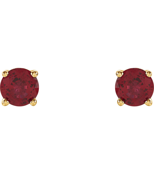 1874 14K Yellow Set Round Lab-Grown Ruby Pair 4 Mm Friction Friction Backs Included 4-Prong Polished Lab-Grown Ruby Stud Earrings