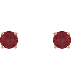 1874 14K Rose Set Round Lab-Grown Ruby Pair 4 Mm Friction Friction Backs Included 4-Prong Polished Lab-Grown Ruby Stud Earrings
