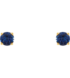 1874 14K Yellow Set Round Lab-Grown Blue Sapphire Pair 4 Mm Friction Friction Backs Included 4-Prong Polished Lab-Grown Blue Sapphire Stud Earrings