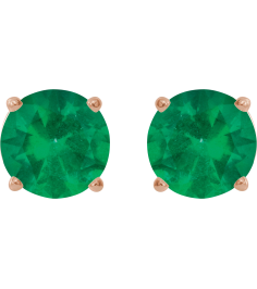 1874 14K Rose Set Round Lab-Grown Emerald Pair 5 Mm Friction Friction Backs Included 4-Prong Polished Lab-Grown Emerald Stud Earrings