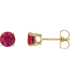 1874 14K Yellow Set Round Lab-Grown Ruby Pair 5 Mm Friction Friction Backs Included 4-Prong Polished Lab-Grown Ruby Stud Earrings