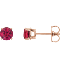1874 14K Rose Set Round Lab-Grown Ruby Pair 5 Mm Friction Friction Backs Included 4-Prong Polished Lab-Grown Ruby Stud Earrings