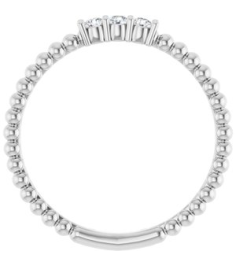 123113 Ring Set 14K White Natural Diamond Round 2 Mm Polished 110 Ctw Natural Diamond Beaded Ring