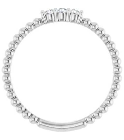 123113 Ring Set 14K White Natural Diamond Round 2 Mm Polished 110 Ctw Natural Diamond Beaded Ring