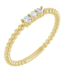 123113 Ring Set 14K Yellow Natural Diamond Round 2 Mm Polished 110 Ctw Natural Diamond Beaded Ring