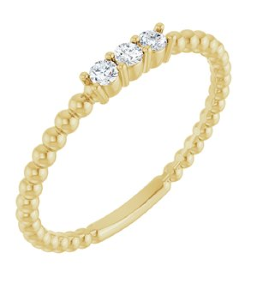 123113 Ring Set 14K Yellow Natural Diamond Round 2 Mm Polished 110 Ctw Natural Diamond Beaded Ring