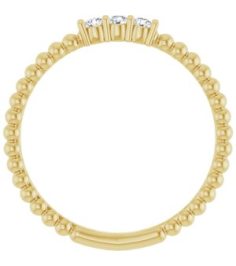 123113 Ring Set 14K Yellow Natural Diamond Round 2 Mm Polished 110 Ctw Natural Diamond Beaded Ring
