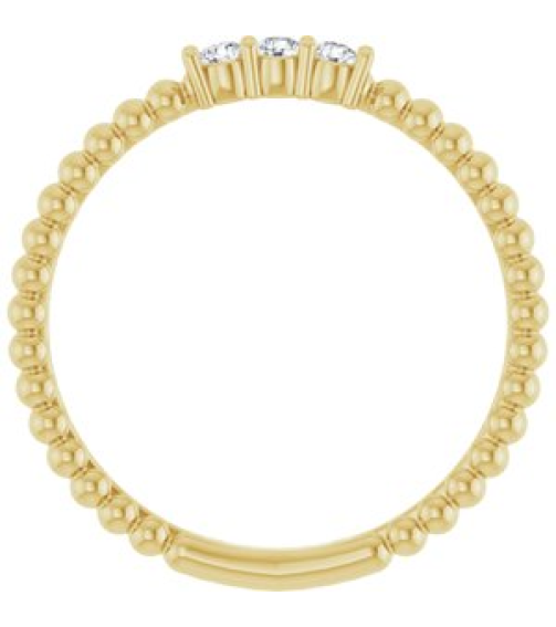 123113 Ring Set 14K Yellow Natural Diamond Round 2 Mm Polished 110 Ctw Natural Diamond Beaded Ring