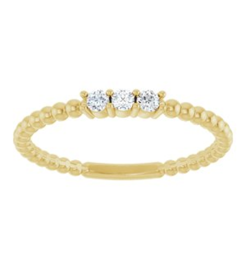 123113 Ring Set 14K Yellow Natural Diamond Round 2 Mm Polished 110 Ctw Natural Diamond Beaded Ring