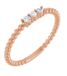 123113 Ring Set 14K Rose Natural Diamond Round 2 Mm Polished 110 Ctw Natural Diamond Beaded Ring
