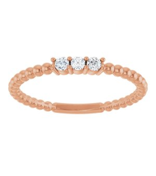 123113 Ring Set 14K Rose Natural Diamond Round 2 Mm Polished 110 Ctw Natural Diamond Beaded Ring