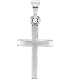 R41279 Pendant 14K White 21 X 9.7 Mm Polished Cross Pendant