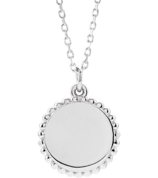 86472 Necklace 14K White 15.3 X 11.7 Mm 16-18 In Polished Engravable Round Beaded Necklace