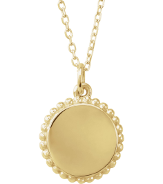 86472 Necklace 14K Yellow 15.3 X 11.7 Mm 16-18 In Polished Engravable Round Beaded Necklace