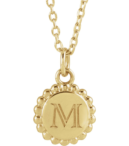 86472 Necklace 18K Yellow Gold-Plated Sterling Silver 15.3 X 11.7 Mm 16-18 In Polished Engravable Round Beaded Necklace