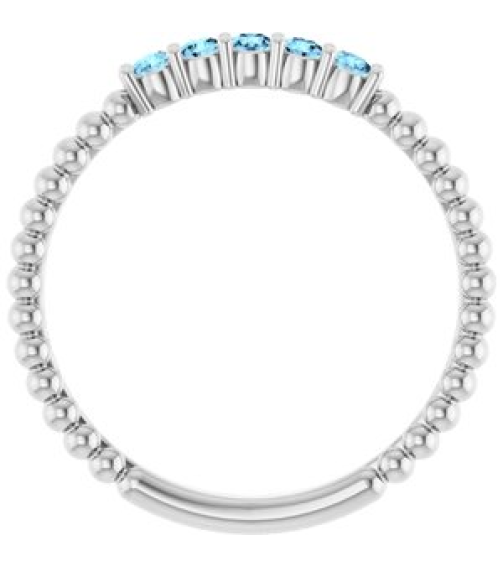 71927 Ring Set 14K White Natural Aquamarine Round 2 Mm Polished Natural Aquamarine Stackable Ring