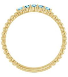71927 Ring Set 14K Yellow Natural Aquamarine Round 2 Mm Polished Natural Aquamarine Stackable Ring