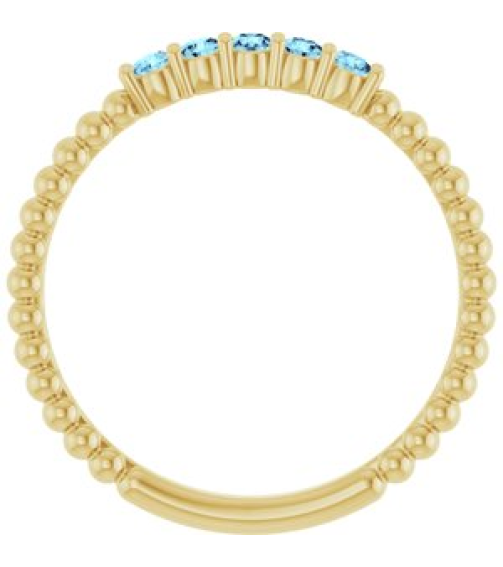71927 Ring Set 14K Yellow Natural Aquamarine Round 2 Mm Polished Natural Aquamarine Stackable Ring