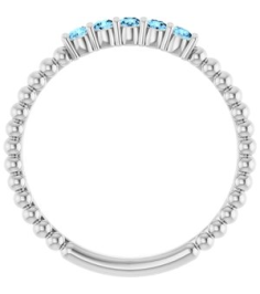 71927 Ring Set Sterling Silver Natural Aquamarine Round 2 Mm Polished Natural Aquamarine Stackable Ring