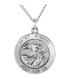 R5052 Necklace Sterling Silver 22 Mm 24 In Polished Round St. Michael Necklace