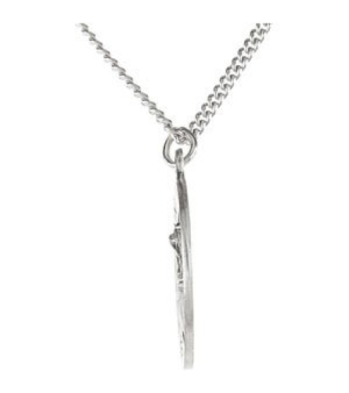 R5052 Necklace Sterling Silver 22 Mm 24 In Polished Round St. Michael Necklace