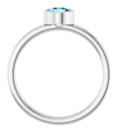 71806 Ring Set 14K White Natural Aquamarine Round 5 Mm Polished Natural Aquamarine Ring
