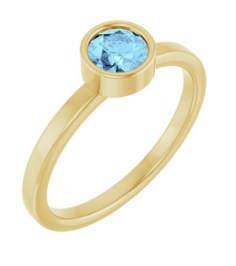 71806 Ring Set 14K Yellow Natural Aquamarine Round 5 Mm Polished Natural Aquamarine Ring