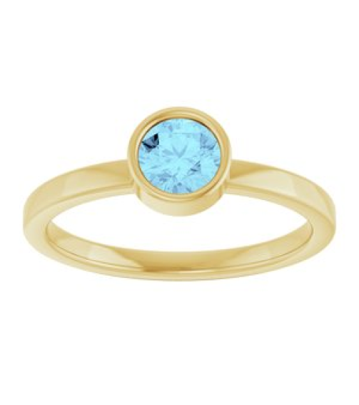 71806 Ring Set 14K Yellow Natural Aquamarine Round 5 Mm Polished Natural Aquamarine Ring