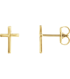 R17014 Earring 14K Yellow 10 X 7 Mm Pair Friction Backs Included Polished Cross Earrings