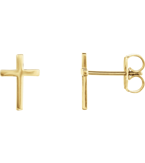 R17014 Earring 14K Yellow 10 X 7 Mm Pair Friction Backs Included Polished Cross Earrings
