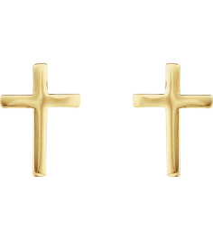 R17014 Earring 14K Yellow 10 X 7 Mm Pair Friction Backs Included Polished Cross Earrings