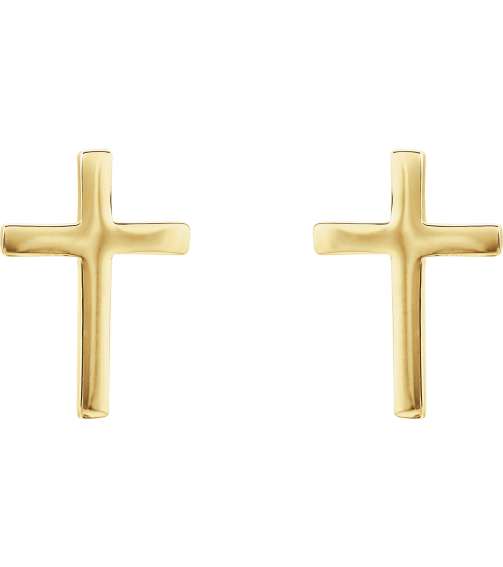 R17014 Earring 14K Yellow 10 X 7 Mm Pair Friction Backs Included Polished Cross Earrings
