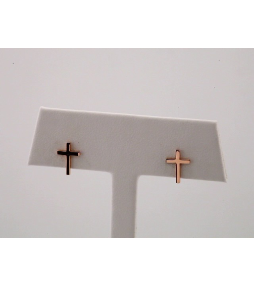 R17014 Earring 14K Rose 10 X 7 Mm Pair Friction Backs Included Polished Cross Earrings