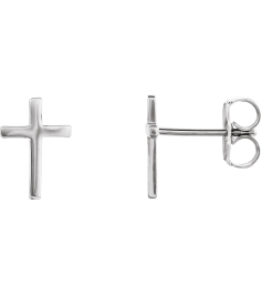 R17014 Earring Platinum 10 X 7 Mm Pair Friction Backs Included Polished Cross Earrings