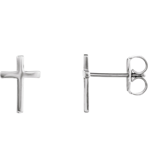 R17014 Earring Platinum 10 X 7 Mm Pair Friction Backs Included Polished Cross Earrings