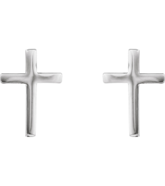 R17014 Earring Platinum 10 X 7 Mm Pair Friction Backs Included Polished Cross Earrings