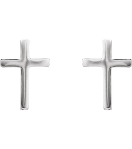 R17014 Earring Platinum 10 X 7 Mm Pair Friction Backs Included Polished Cross Earrings