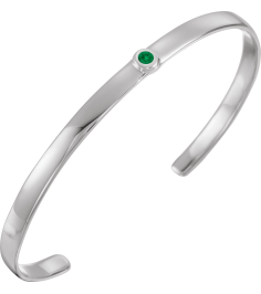 Brc764 Bracelet Set 14K White Round Natural Emerald 3 Mm 6 In Polished Natural Emerald Cuff Bracelet