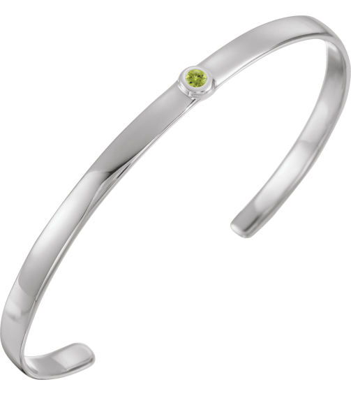 Brc764 Bracelet Set 14K White Round Natural Peridot 3 Mm 6 In Polished Natural Peridot Cuff Bracelet