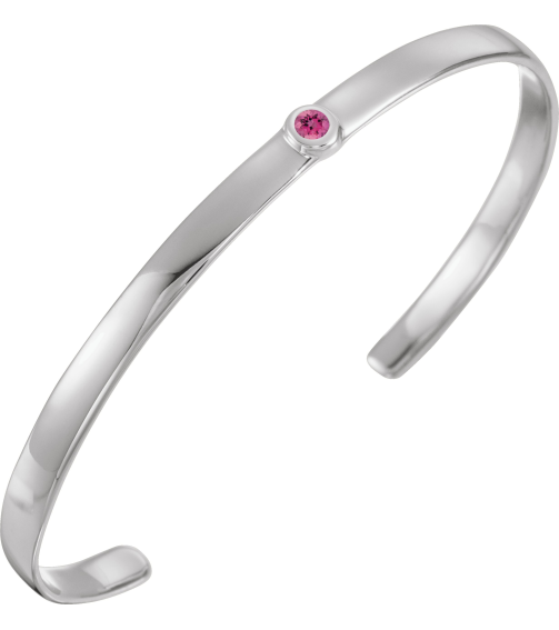 Brc764 Bracelet Set 14K White Round Natural Pink Tourmaline 3 Mm 6 In Polished Natural Pink Tourmaline Cuff Bracelet