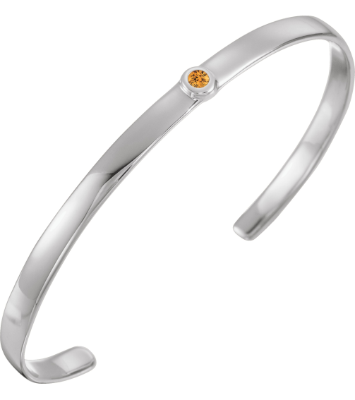 Brc764 Bracelet Set 14K White Round Natural Citrine 3 Mm 6 In Polished Natural Citrine Cuff Bracelet