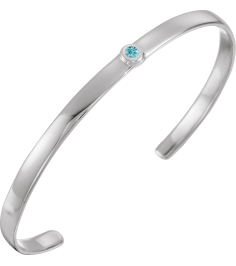 Brc764 Bracelet Set 14K White Round Natural Blue Zircon 3 Mm 6 In Polished Natural Blue Zircon Cuff Bracelet