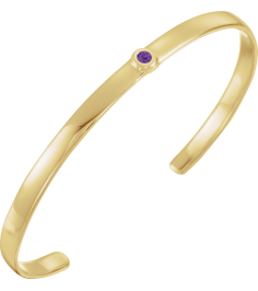 Brc764 Bracelet Set 14K Yellow Round Natural Amethyst 3 Mm 6 In Polished Natural Amethyst Cuff Bracelet