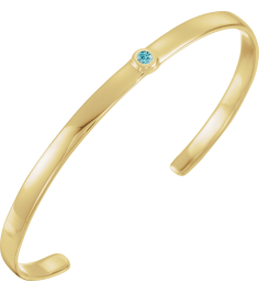 Brc764 Bracelet Set 14K Yellow Round Natural Blue Zircon 3 Mm 6 In Polished Natural Blue Zircon Cuff Bracelet