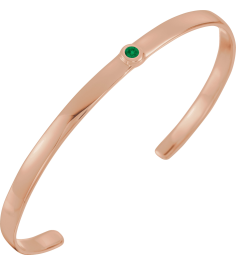 Brc764 Bracelet Set 14K Rose Round Natural Emerald 3 Mm 6 In Polished Natural Emerald Cuff Bracelet