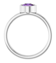 71806 Ring Set 14K White Natural Amethyst Round 6 Mm Polished Natural Amethyst Ring