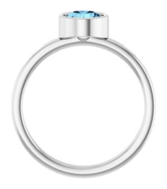 71806 Ring Set 14K White Natural Aquamarine Round 6 Mm Polished Natural Aquamarine Ring