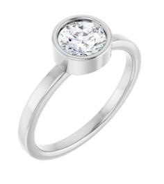 71806 Ring Set 14K White Natural White Sapphire Round 6 Mm Polished Natural White Sapphire Ring
